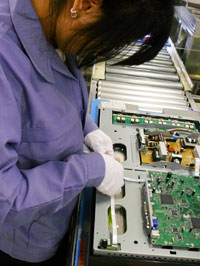 Flexible flat cables that connect the power board and the main controller are attached.